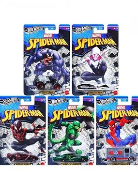 Hot Wheels Spider-Man Set: Combat Medic, Fish'D & Chip'D, Cool-On, Rogue Hog